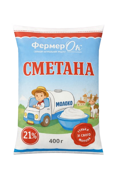 Сметана 21% жиру 400 г ТМ ФермерОк